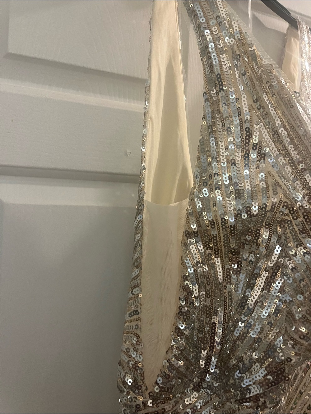 Fashion Nova Elegant gold Sequin V-Neck Mini Dress - Picture 3 of 3